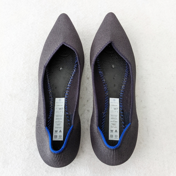 Rothys The Point Darl Gray Blue Halo Slip On Pointed Ballet Flats Shoes Womens 7 - Picture 9 of 12
